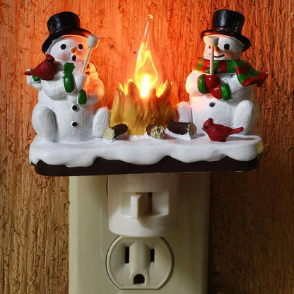 Flickering Snowman Santa Night Light